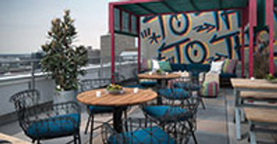 The rooftop Monkey Board bar
at the Troubadour Hotel