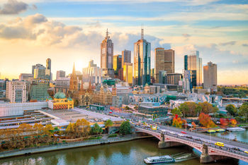 Melbourne city skyline at twilight 1