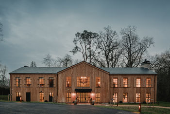 Fallow House exterior evening