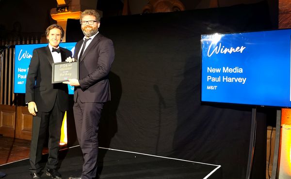 Paul Harvey accepting his BTJA