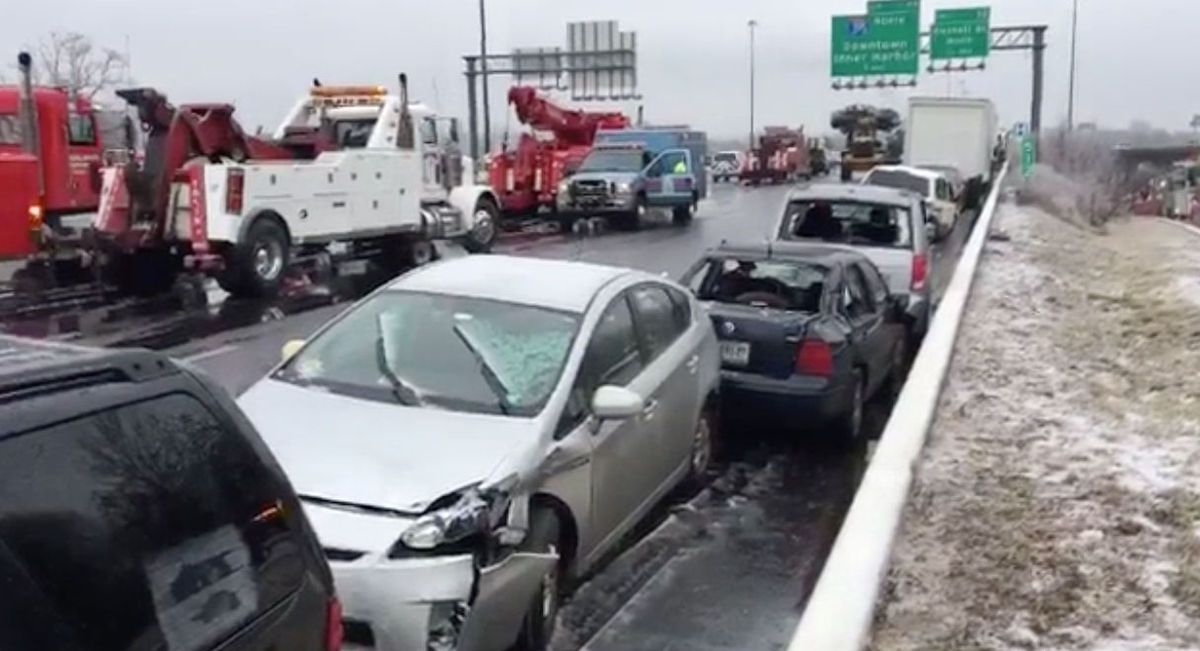 55Car Pile Up on Maryland/Virginia Highway Caused by Icy Roads