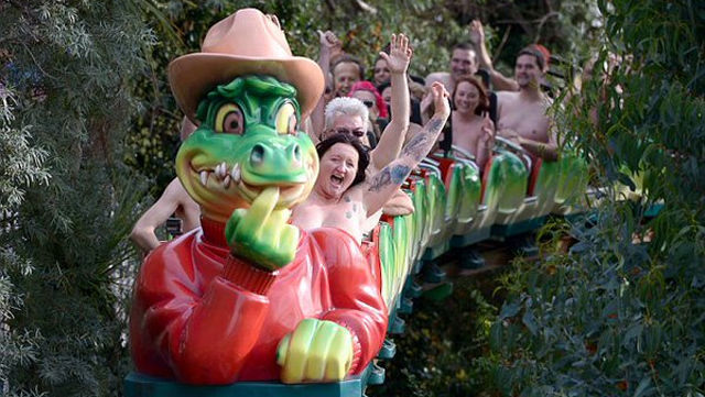 Naked Roller Coaster Ride Raises Money for Charity in England