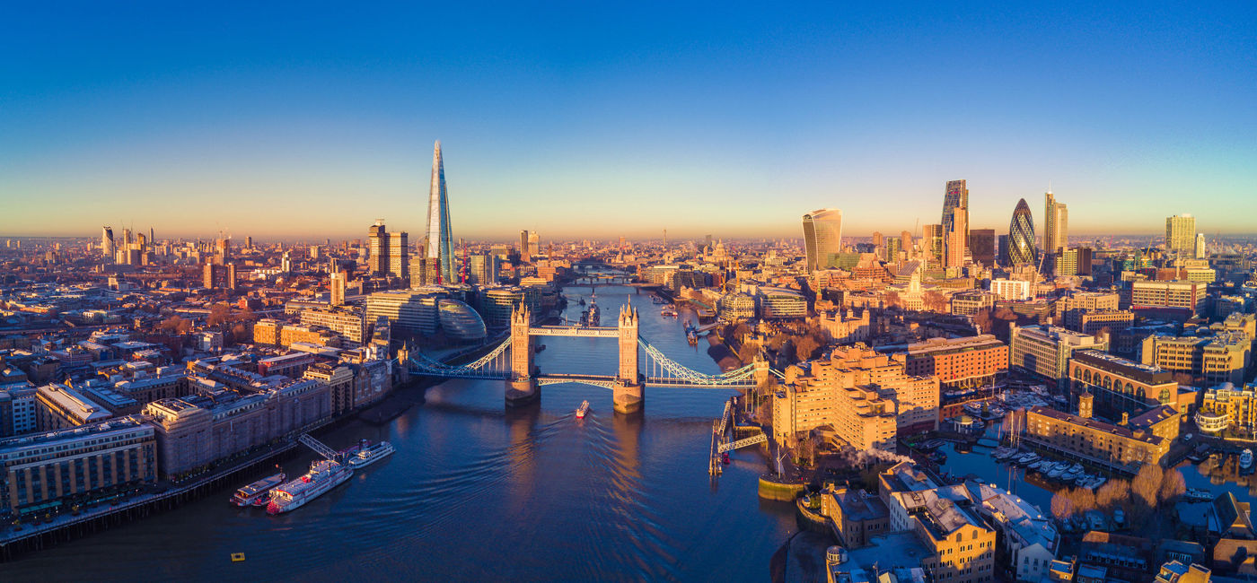 Image: Aerial panoramic cityscape view of London and the River Thames, England, United Kingdom. (photo via heyengel / iStock / Getty Images Plus)