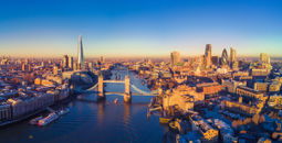 Aerial panoramic cityscape view of London and the River Thames, England, United Kingdom (photo via heyengel / iStock / Getty Images Plus)