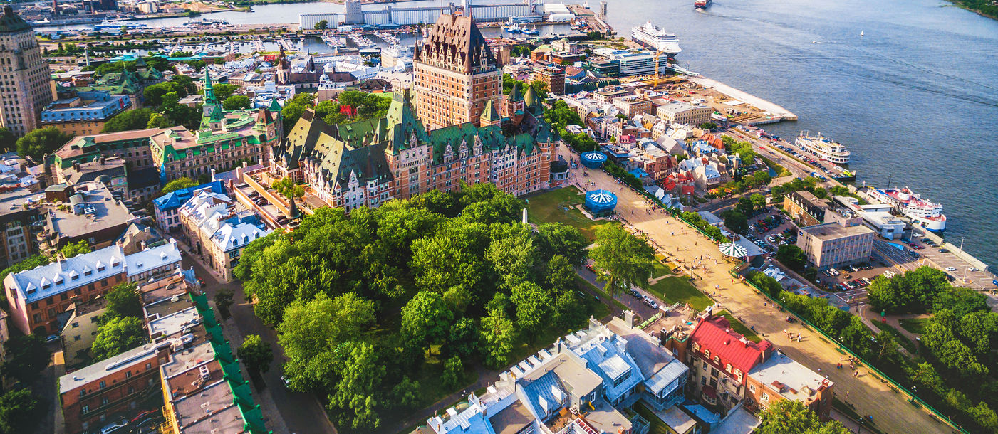 Quebec City and Old Port Aerial View, Quebec, Canada (Photo via rmnunes / iStock / Getty Images Plus)