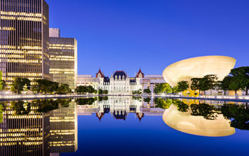 Albany, New York, USA at the New York State Capitol. (photo via SeanPavonePhoto/iStock/Getty Images Plus)