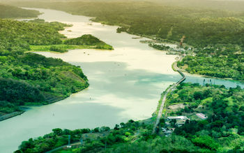 Aerial view of Panama Canal on the Atlantic side (dani3315 / iStock / Getty Images Plus)