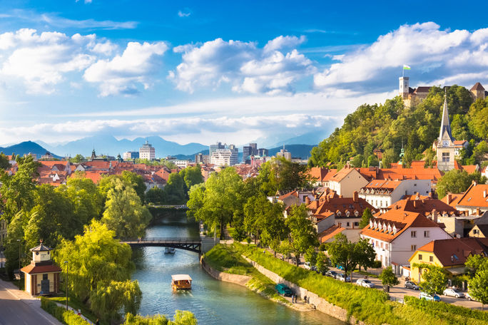 Cityscape of the Slovenian capital Ljubljana. (photo via kasto80 / iStock / Getty Images Plus)