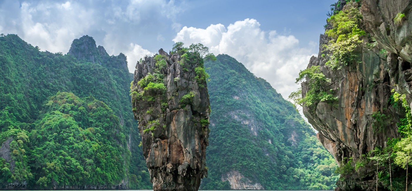 Image: Cloudy day at James Bond Island in Phang Nga Bay, Phuket, Thailand (Photo via chrisinthai / iStock / Getty Images Plus)