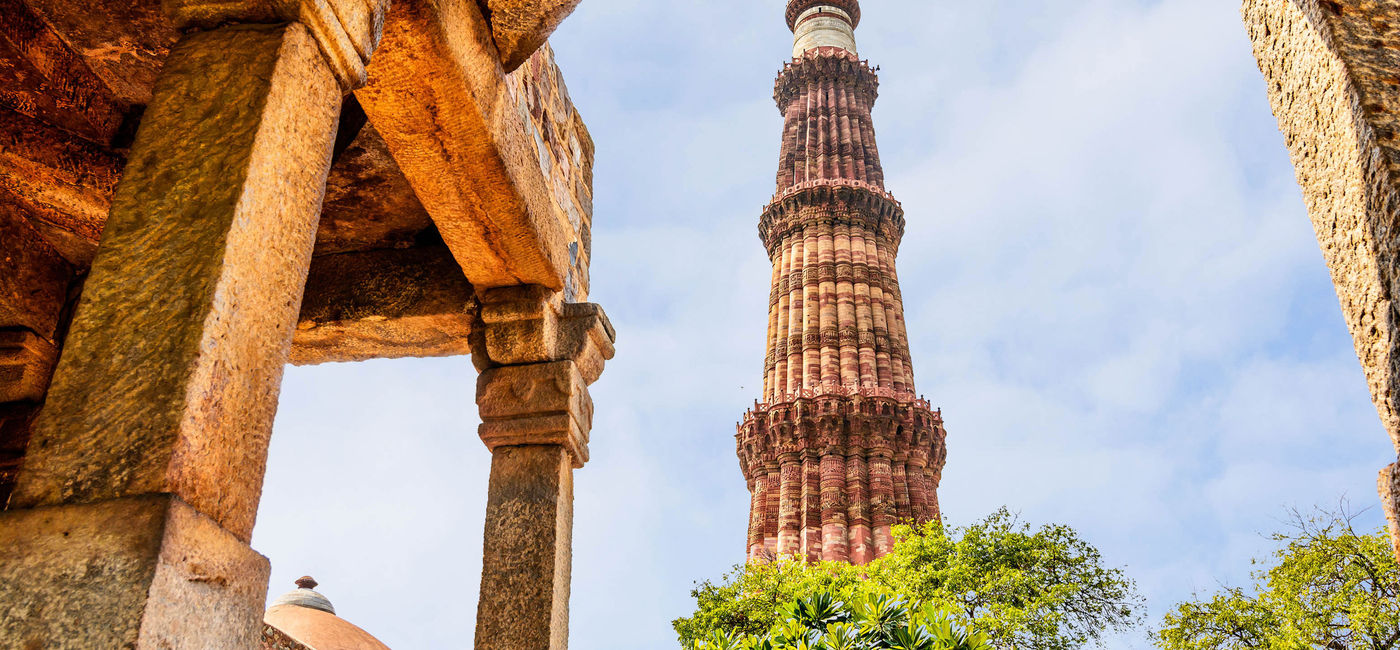 Image: Qutub Minar Tower, Delhi India (photo via DVrcan / iStock / Getty Images Plus)