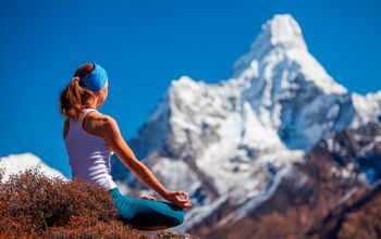 Wellness, Himalayas, India, mountains, snow, yoga