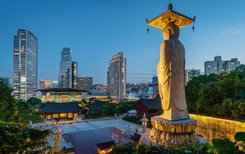 Bongeunsa, Temple, Buddha, statue, Gangnam, Seoul, South Korea