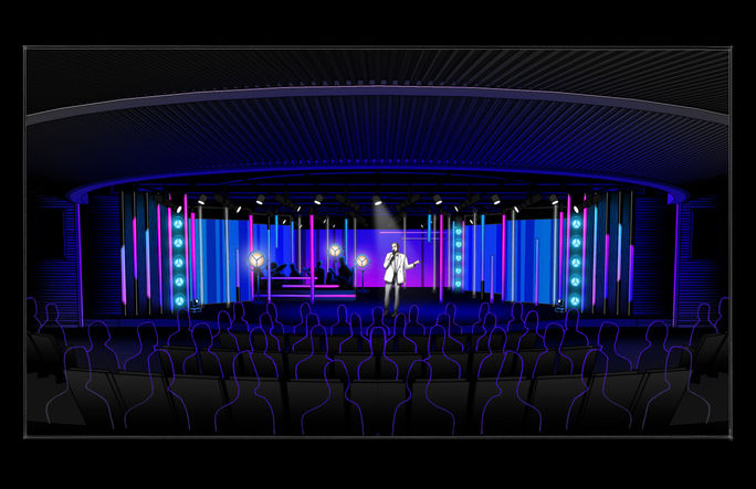Artist rendering of 'Headliners' onboard Vista Artist rendering of 'Headliners' onboard Vista, Oceania Cruises, Vista, Oceania Cruises Vista