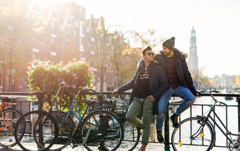 A couple enjoying Amsterdam, Netherlands