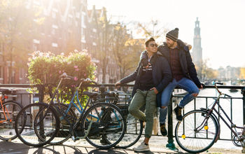 A couple enjoying Amsterdam, Netherlands