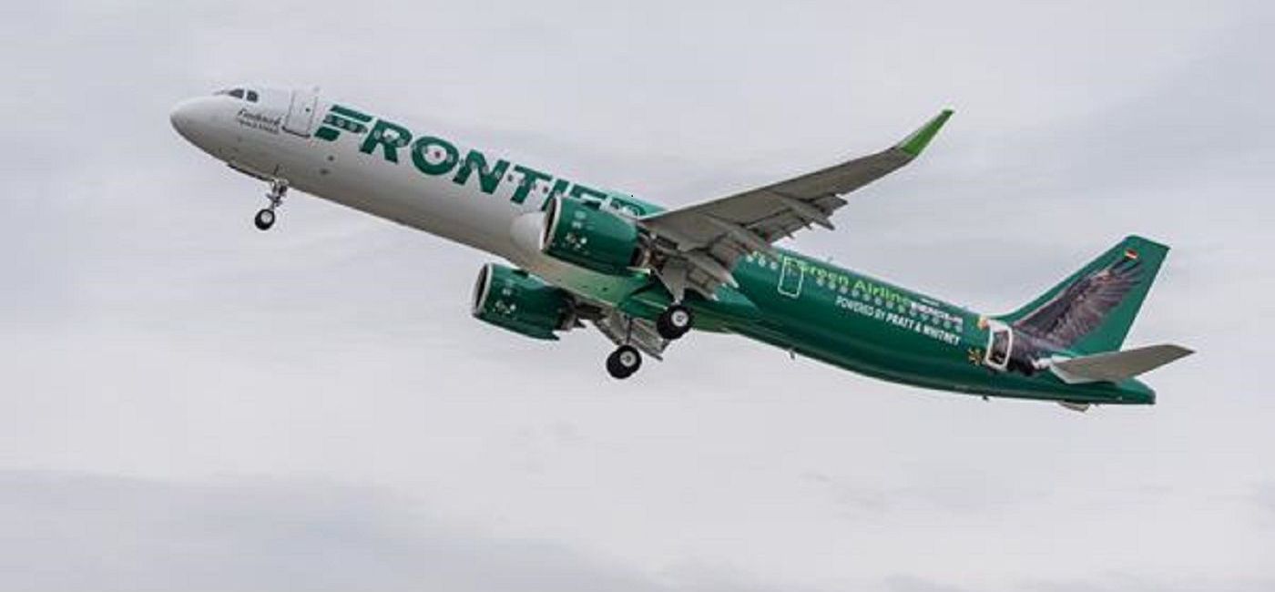 Image: Frontier Airlines plane in flight. (photo courtesy of Frontier Airlines)