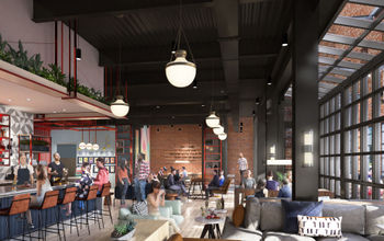 Rendering of the Talk Shop Bar and Lounge at Caption by Hyatt Memphis.