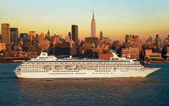 Crystal Symphony sailing out of New York City.