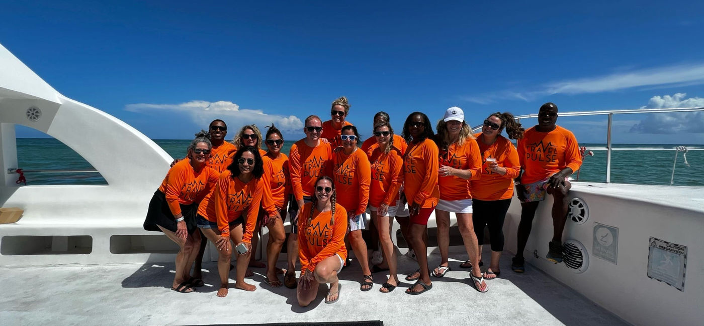 Photo: The Dominican Republic TravFORUM group poses for photo during a catamaran cruise excursion  (Photo Credit: Northstar Travel Group)