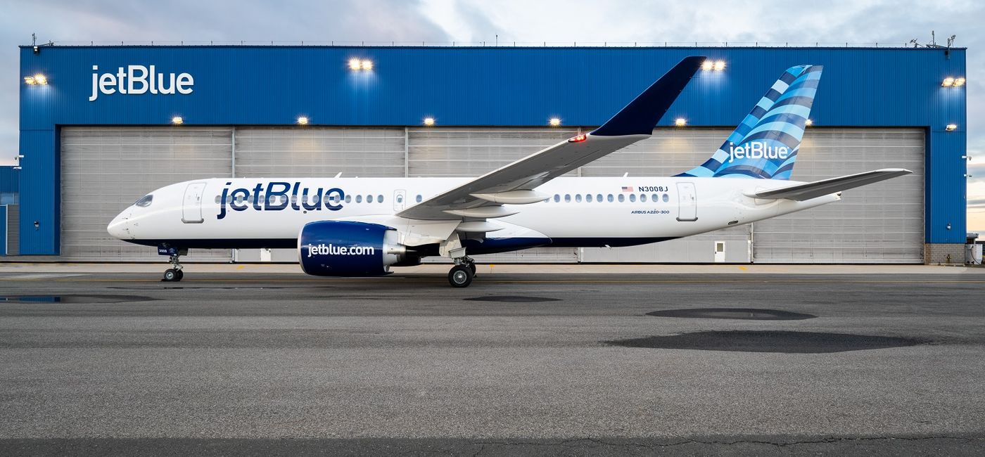 Image: The new JetBlue Airbus A220-300. (photo via JetBlue Airways) (JetBlue)