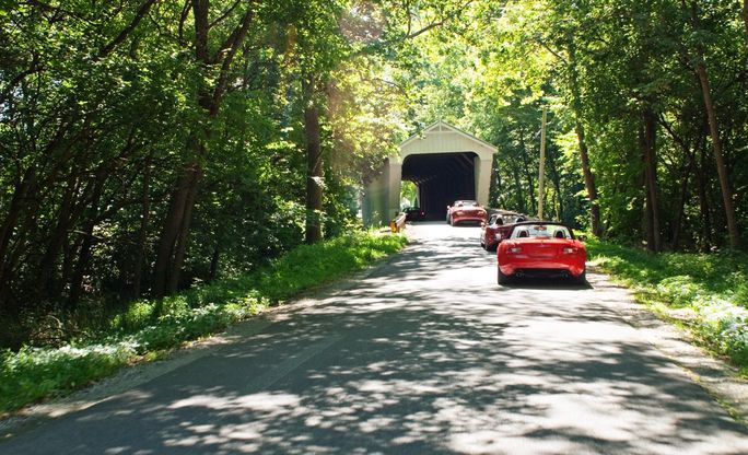 Road trip through a covered bridge in Ohio