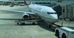 United Airlines plane at gate