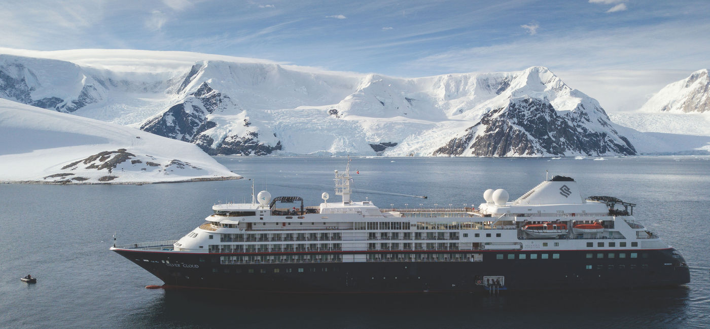 Image: Silversea's Silver Cloud ice-class expedition ship in Antarctica. (photo via Silversea Cruises)