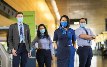 Face masks are required to be worn by all airline staff.
