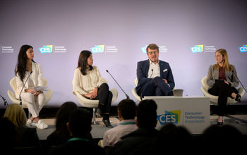 From left, Moderator Michelle Toh of CNN Asia, Peggy Fang Roe of Marriott International, MSC Cruises’ Luca Pronzati and Mara Winn of the TSA.