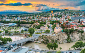 Evening view Of Tbilisi, the capital city of the country of Georgia.