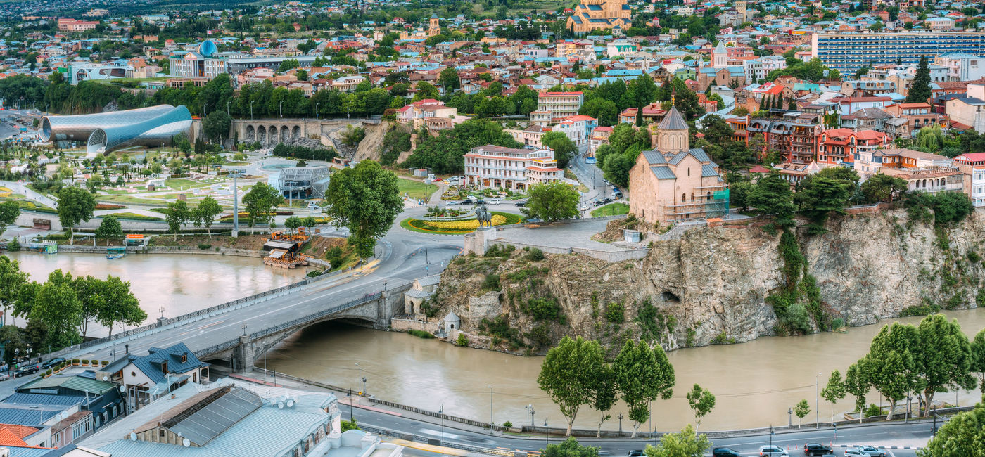 Image: Evening view Of Tbilisi, the capital city of the country of Georgia. (photo via iStock/Getty Images Plus/bruev)