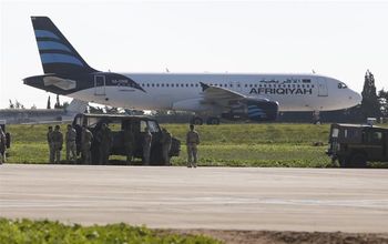 The hijacked Afriqiyah Airways plane. 