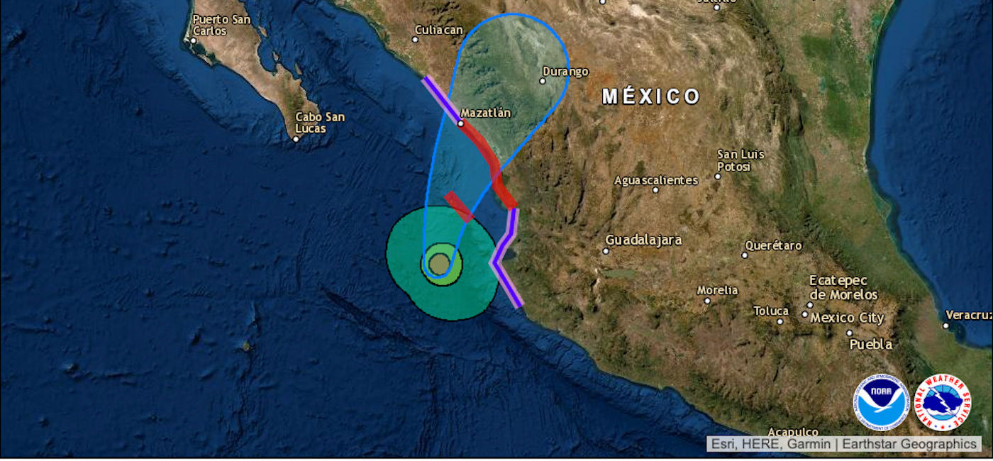 Image: The projected path of Hurricane Orlene. (screenshot via National Hurricane Center)