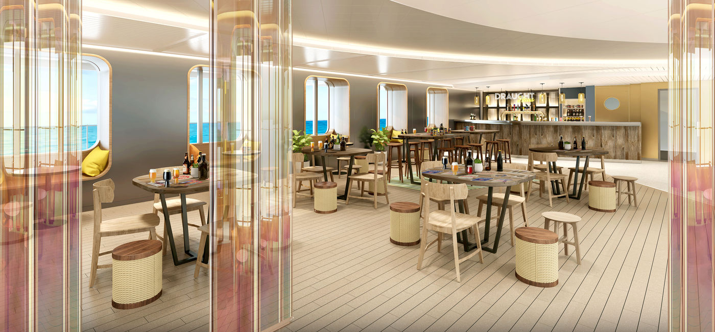 Image: PHOTO: The Draught Haus on the Scarlet Lady. (photo via Virgin Voyages)