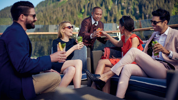 Outdoor drinks in Alaska with Cunard