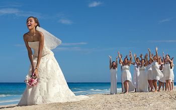 bride throwing the bouquet