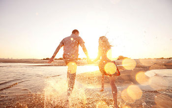 couple, romance, sunset, honeymoon, beach