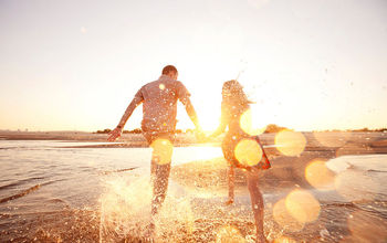 couple, romance, sunset, honeymoon, beach