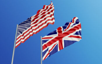 National flags of the U.S. and U.K.