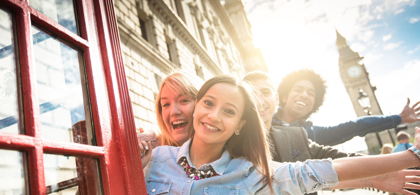 Image: A group of friends traveling in London, United Kingdom. (photo via iStock/Getty Images E+/franckreporter)