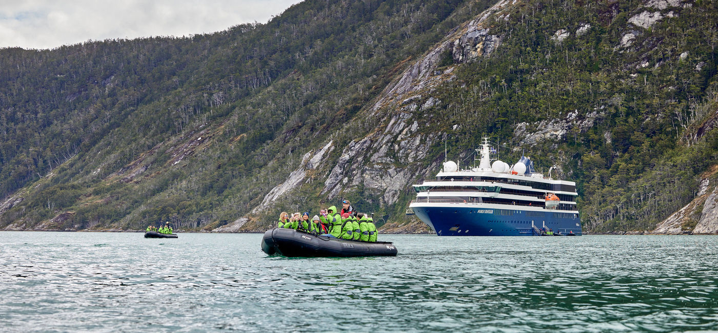 Image: Zodiac ride to World Navigator christening. (photo courtesy of Atlas Ocean Voyages)