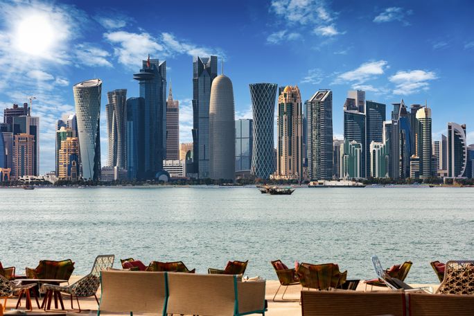 The skyline of Doha, Qatar The skyline of Doha, Qatar