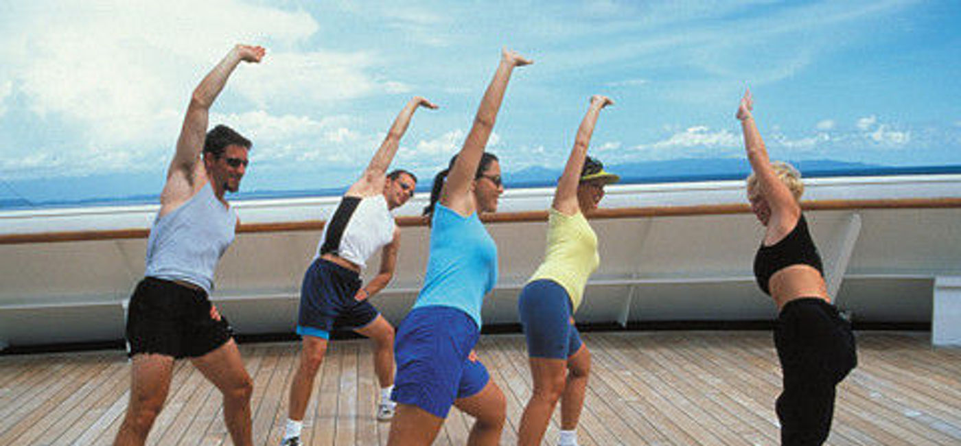 Image: An exercise class on a Holland America ship. (Holland America Line)