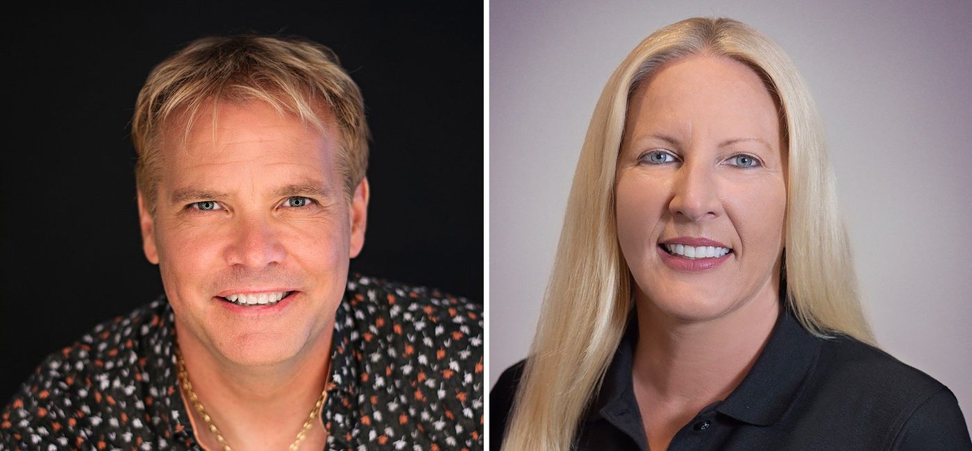 Image: Sean O'Shea (left) is World Navigator's inaugural Entertainment Director and Alyssa Logan (right) is the new luxury, expedition ship's Adventure & Club Director. (photo via Atlas Ocean Voyages)