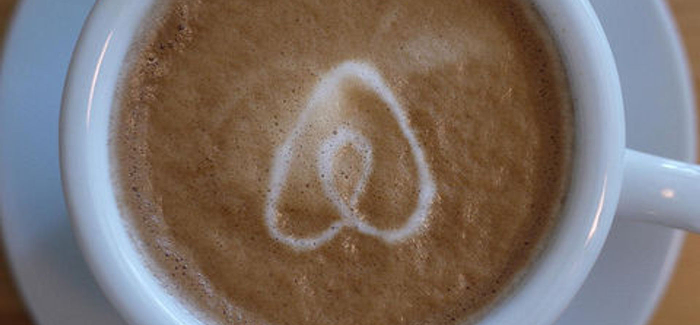 Image: Airbnb logo in coffee form.  (Flickr Yuko honda)