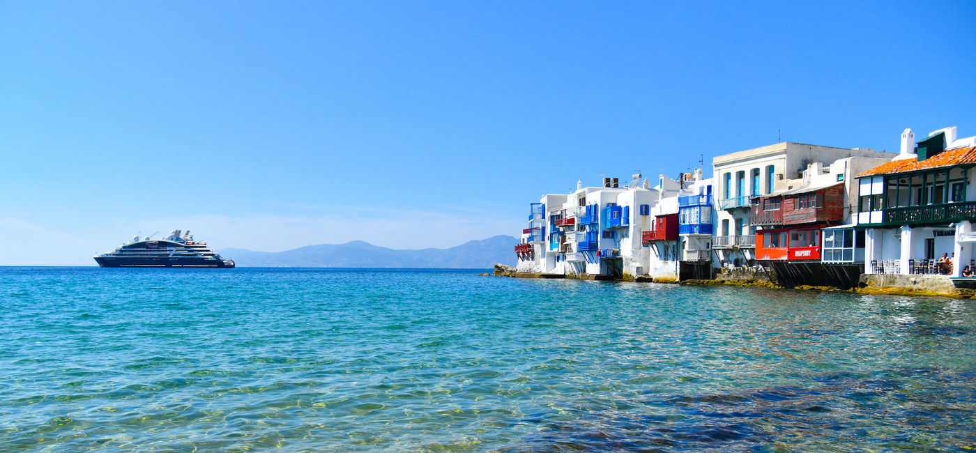 Image: PONANT's Le Bougainville sailing the waters off the Greek island of Mykonos. (photo courtesy of PONANT/Julie Gourio)