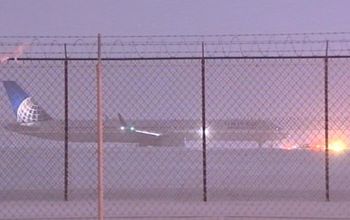 United Airlines Flight No. 441 after skidding off runway at O’Hare International Airport in Chicago. 