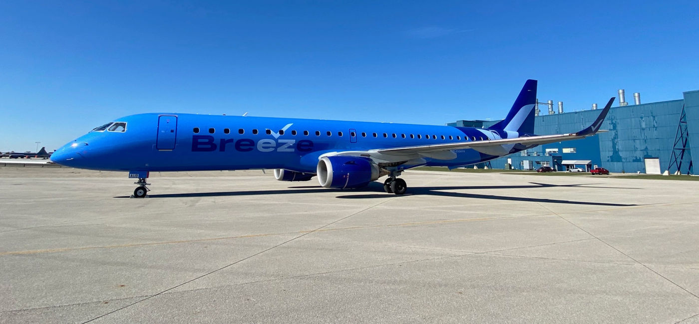 Image: Breeze Airways jet.(photo via Breeze Airways)