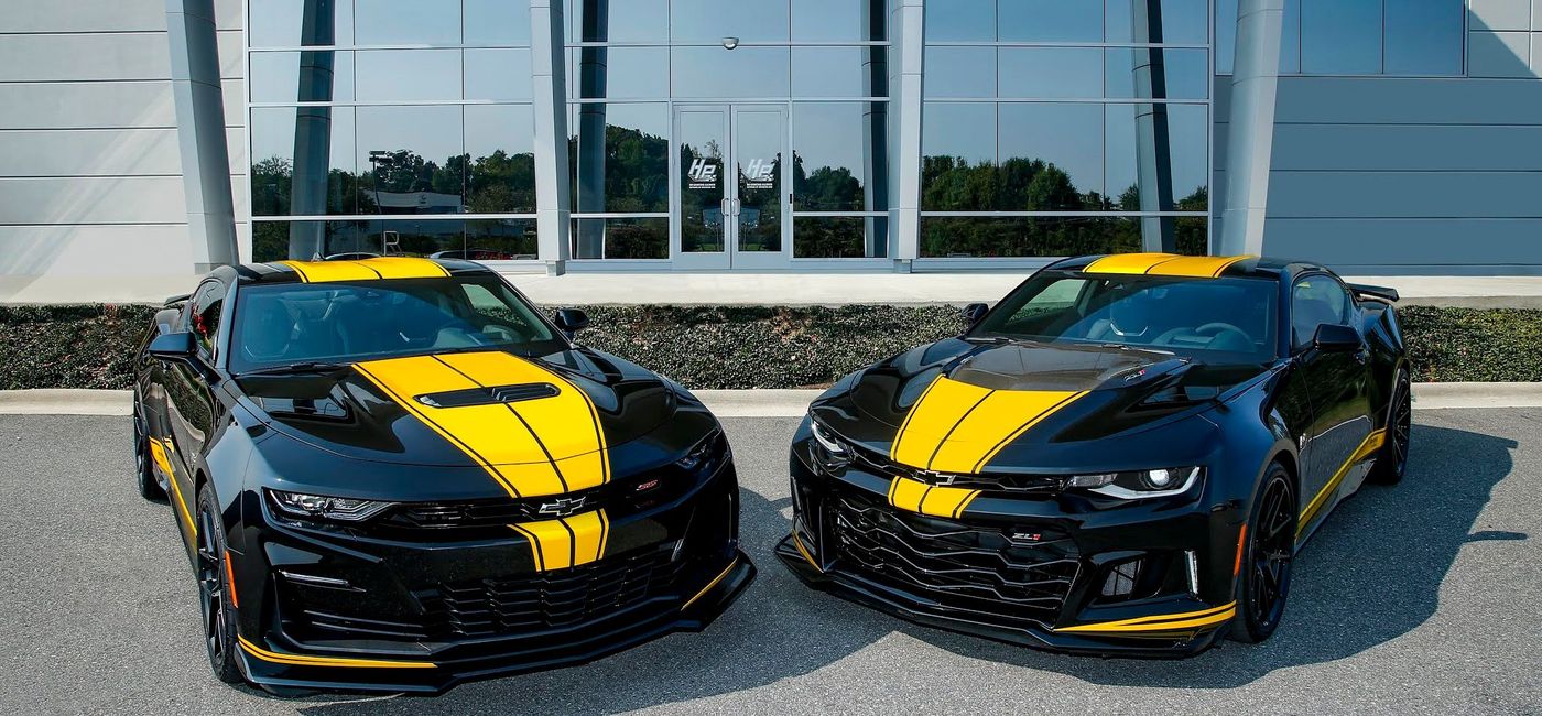 Image: PHOTO: Limited-edition custom 2020 Camaro ZL1 and 2020 Camaro SS. (photo via Hertz Corporation)