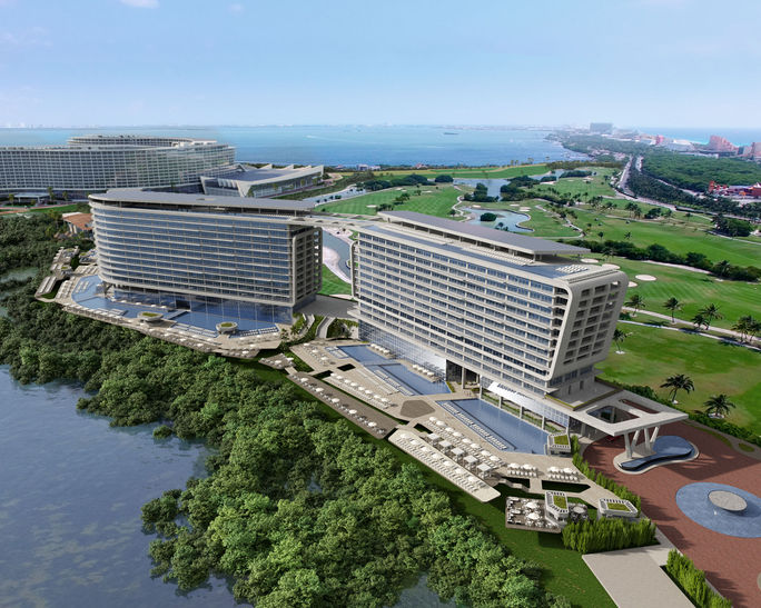 A rendering of the Hyatt Vivid Grand Island will join Dreams Grand Island resort complex.
